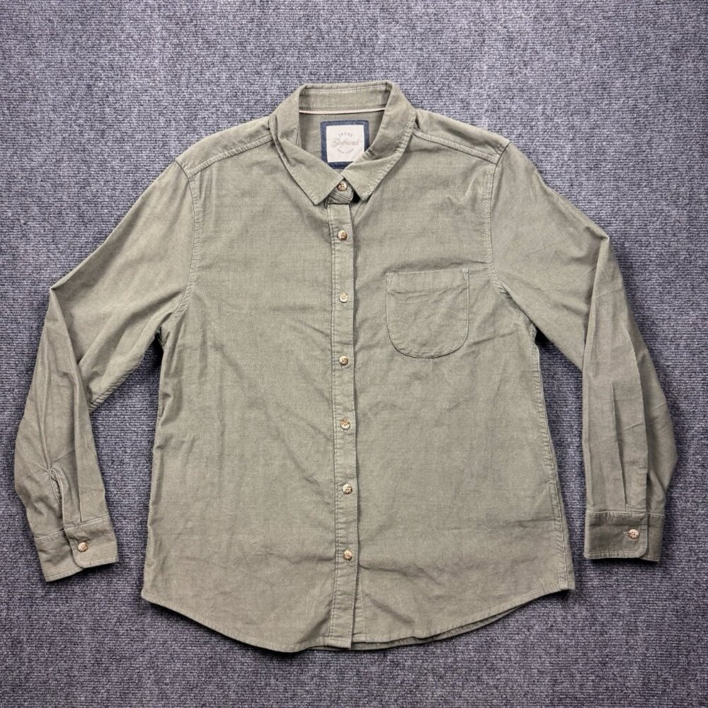 Jachs Girlfriend Corduroy Button Up Shirt Women's Medium Green Comfort